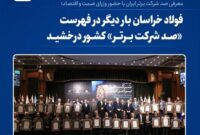 فولاد خراسان بار دیگر در فهرست «صد شرکت برتر» کشور درخشید